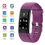 ANGGO Fitness Armband mit Pulsmesser IP68 Fitness Tracker (Lila)