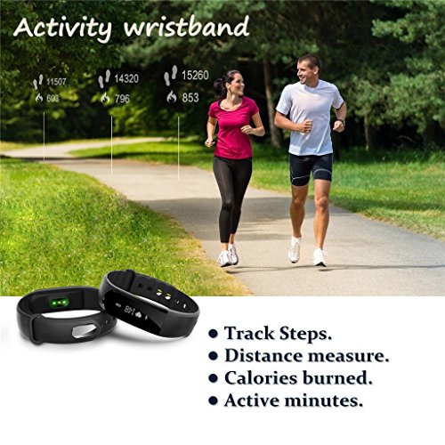 Fitness Armband mit pulsmesser, V3 Fitness Armbänder Tracker,Sport Armbanduhr Wasserdicht IP67 Schrittzähler, Herzfrequenz – Monitor Aktivitätstracker / Schlaf-Monitor / Push-Message und Anrufer / ID Benachrichtigung / Photo-Fernauslöser / Handy-Suchfunktion, Steuerung der Musikwiedergabe, smart bracelet ,Smartwatch für Android Smartphone und iPhone, Hembeer - 2