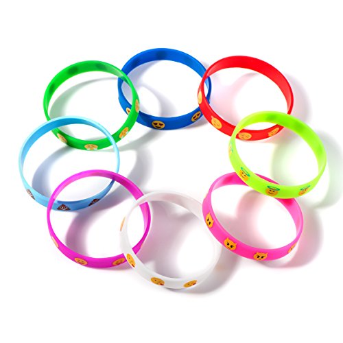 Silikon Armband, Emoji-Silikon Armbänder Armbänder für Kinder Party Supplies, Neuheit Emoji-Tütenfüller Geschenk für Kinder 32 Pack in 2 Größe - 5