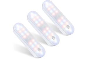 MERTTURM USB Akumulator Czujnikiem Ruchu Oświetlenie 3 Tryby Ruchu x 3 Kolory xJasność ściemniana Magnetyczna Lampka Szafki 1600 mAh Sterowanie Dotykowe LED do Kuchni Szafy Korytarza Schodów (3 szt)