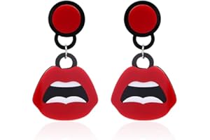 Carry stone Women Punk Hip Hop Acrylic Dangle Earrings Red Lips Drops Pierced Ear Stud Jewelry Durable and Useful
