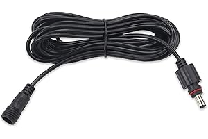 Liwinting Cable de Extensión de CC Resistente al Agua 5,5 x 2,1 mm Cable de Conexión de luz Exterior para Luces Solares de Jardín 3m,2pcs Negro
