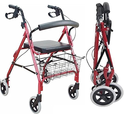 mediAID  Tiras en espiral ligero de aluminio con ruedas y asiento acolchado