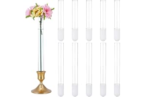NBEADS 10 glasvaser, 15/20 cm med konisk bas för ljusstakar med 10 silikonfodral för blommor och ljusstakar, bordsdekoratione