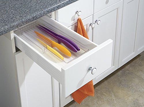 mDesign Messer-Organizer für die Schublade – Durchsichtig - 3