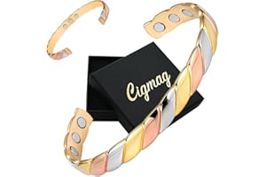 Cigmag 9X Lymphatic Drainage Copper Bracelet for Women Solid Pure Copper Magnetic Bracelet Ultra Strength Magnet Adjustable with Present Box (Tricolor)