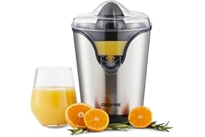 Geepas 100W Citrus Juicer Electric Orange Juicer | Professional Brushed Stainless Steel Fruit Juicer | Squeezes Oranges Lemons Lime Juices | Freshly Pressed Fruit Juices in Seconds - 2 Year Warranty