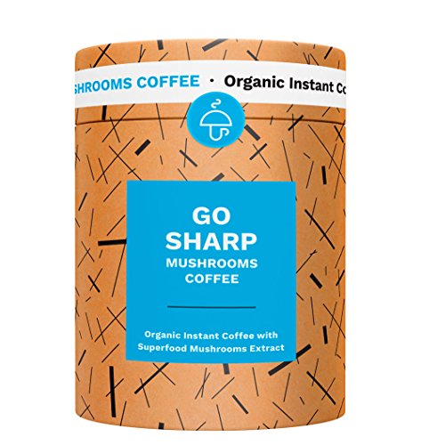 Mushroom Cups Go Sharp Superaliment Café instantané aux champignons - 10 pièces de Chanterelle et Cordyceps méditerranéens sauvages pour l'énergie et la concentration, bio sans gluten sans sucre