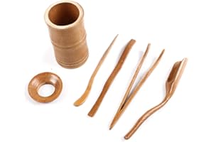 GUOML ruiruiNIE 6 Pezzi Utensili per Cerimonia del tè, Cucchiaini da tè in bambù Fermaglio per Fermaglio per Colino Tong Tube Accessori per tè per Cerimonia Cinese Gong Fu Cha