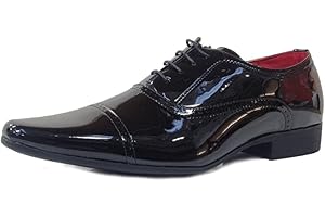 SURRIPA Mens Black Patent Leather Wedding Formal Oxford Tuxedo Dress Shoes