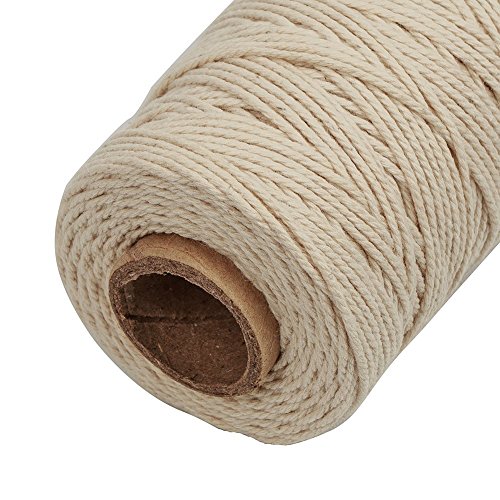 Tenn Well Bäcker Bindfäden, 3-lagig Baumwoll-Garn für die Küche, lebensmittelunbedenklich. Ideal zum Verschnüren, geeignet für Geflügel, Würstchen, Heimarbeiten, Basteln und Dekorieren (Weiß, 100m) - 3