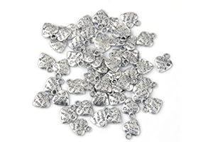 HOTPORTGIFT 50X 9mm Made With Love Herz Anhaenger Perlen Versilbert