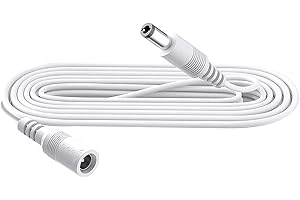 Security-01 Cavo di prolunga DC Power da 1 m, spina 5,5 mm x 2,1 mm, supporta DC 5 V, 6 V, 9 V, 12 V, 24 V, per telecamere di sicurezza, DVR, router, stampante, striscia LED, bianco