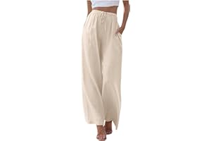 Donasty Leinenhose Damen Sommerhose Damen Leicht Leinenhose Damen Lang Sommer Chino Damen Hose Strandhose Sommer Casual Baumwolle Leinen Stoffhose Business Hose Einfarbig Freizeithose mit Taschen