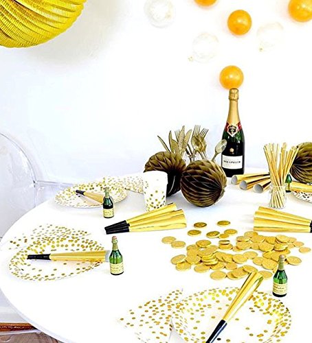 10 Elegante Pappbecher aus der Serie „Gold Confetti“ mit Gold Glänzenden Punkten - 3
