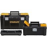 STANLEY Bonus Pack 2 Plastic Tool Boxes 12.5"/32cm + 19"/48cm, Metal Latches, Ergonomic Handle, Organizers Integrated in Lids