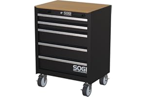 Sogi ARR-C-5C Cassettiera in lamiera - carrello per arredo officina - 5 cassetti - 4 ruote pivotanti - 660x500x850 mm