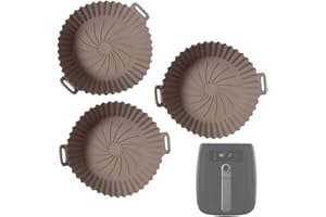 ADM PASS GROUP Molde de Silicona para Freidora de aire, protector antiadherente y reutilizable redondo air fryer, para cocina saludable, cesta resistente al calor, accesorios freidora sin aceite (PACK 3)