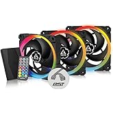 ARCTIC BioniX P120 A-RGB (3 Pack, incl. A-RGB Controller) - PC Fan, 120mm Case Fan, Pressure-Optimised Fan with A-RGB, PWM, C