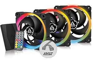 ARCTIC BioniX P120 A-RGB (3 Pack, incl. A-RGB Controller) - PC Fan, 120mm Case Fan, Pressure-Optimised Fan with A-RGB, PWM, Cooler, Fluid Dynamic Bearing, 400-2300 rpm - Black