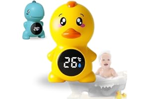 Hello Hippo® Termómetro Bebé para Baño y Habitación – Digital, Flotante, con Pantalla Táctil y Alerta de 3 Colores – Juguete Seguro sin BPA – Agua y Aire (Pollito)