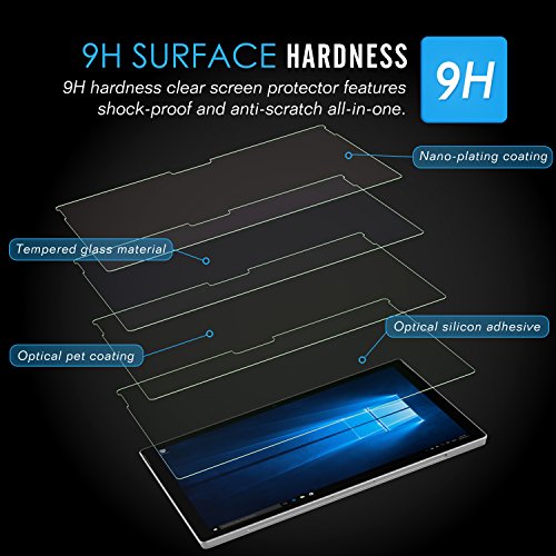 Microsoft Surface Pro 4 Folie – MoKo Klar HD 9H Panzerglas Hartglas Displayschutzfolie Glas Display Schutzfolie Displayschutz Glasfolie Glass Screen Protector für Surface Pro 4 12.3″ 2015 Tablet, Klar - 6