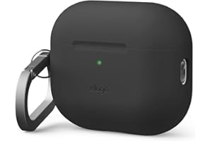 elago Custodia in Silicone Premium per AirPods Pro 3, Compatibile con Ricarica Wireless, Morbido, Protezione Totale, LED Frontale Visibile, con Moschettone (Nero)