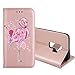 Produktbild Hülle Galaxy S9 Plus Flamingo Glitzer, Misteem Elegant Luxus Motiv Cartoon Anime Flip Klapphülle für Samsung Galaxy S9 Plus - Rosé Gold