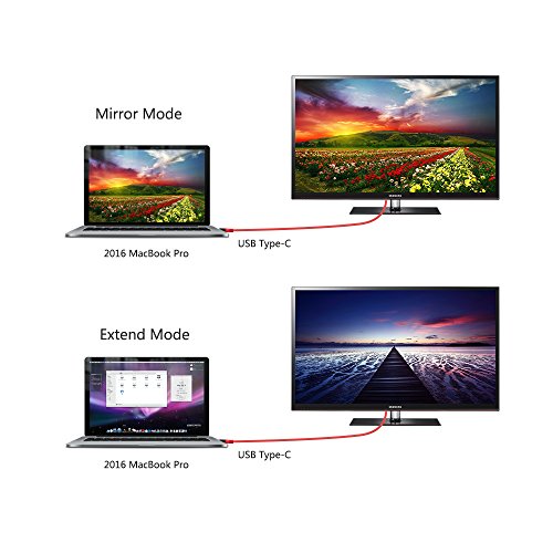 USB C auf HDMI Kabel, Penzo 2m USB 3.1 Typ C zu HDMI 4K MHL kabel (Thunderbolt 3 kompatibel) Datenkabel unterstützt Ultra-HD [4K]für Tablets wie MacBook, Samsung Galaxy S8/ S8 Plus, ChromeBook Pixel, MacBook Pro 2016 usw (rot) - 5