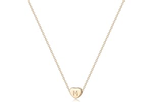 Jenosy Tiny Gold Initial Heart Necklace 18K Gold Plated Handmade Clavicle Chain Necklace Dainty Personalized Letter Heart Choker Necklace A-Z Gifts for Women Girls Necklace Jewelry