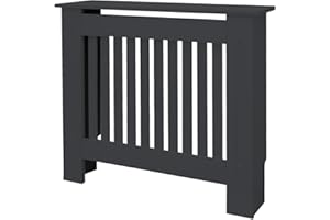 ECD Germany Cache-Radiateur en Style Campagnard 78x19x82 cm en MDF Anthracite Couverture Décorative Robuste Murale Meuble de Rangement Design Traditionnel Habillage de Radiateur pour Salon Chambre