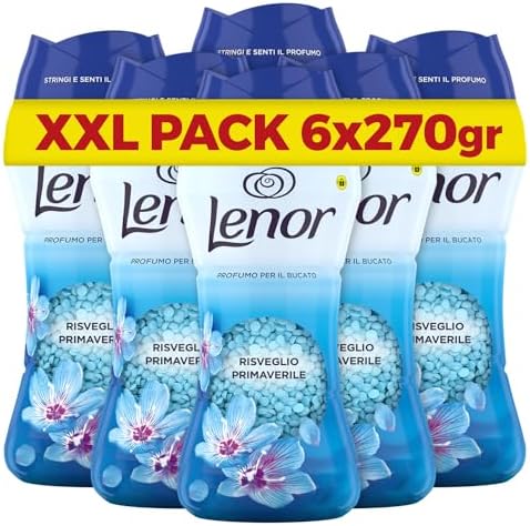 Lenor Profumatore Bucato Lavatrice Perle Profumate, Risveglio Primaverile, Maxi Formato 6 x 270 g, Intensificatore Di Profumo