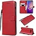 Produktbild Galaxy S10 Plus Hülle, Leder Tasche Handyhülle Flip Wallet Schutzhülle für Samsung Galaxy S10 Plus mit Ständer und Kartenfächer/Magnetverschluss#Q (Rot)