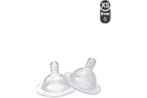 Twistshake Baby Anti-Colic Teats - Set of 2 | XS Size - 0 Months+ | Baby Bottle Teats with Breast Like Structure | Soft Silicone | BPA-Free Infants Milk Teat | Toddler Teats | Transparent