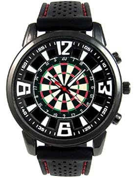 Timest - Dartscheibe Herrenuhr mit schwarzem Silikonarmband Rund Analog Quarz CSF046