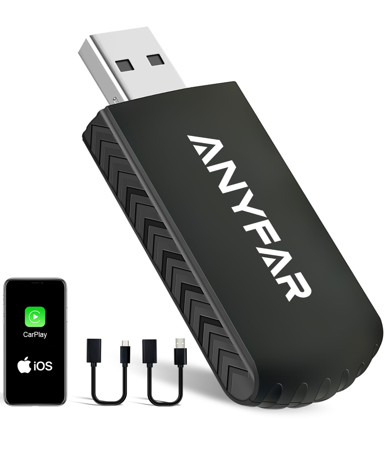 Wireless Carplay Adapter for iPhone, Dual-Core 5G Chip Auto-Connect in Seconds No Lags, Thermal Vent Design, with USB-C and USB-A Cables, Only for Factory Wired CarPlay Feature Cars, ANYFAR A4 Pro