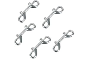 Huture Doppel Karabinerhaken Doppelkarabiner Karabinerhaken Bolzenschnapper Ketten Schnapphaken Drehbarer Gerader Wirbel Zinkdruckguss Vernickelt 89 mm - Silber Glänzend - 5er Set