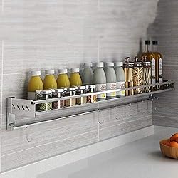Étagère de cuisine Étagère à épices murale en acier inoxydable 304 Étagère de rangement multifonction à domicile Économiser de l'espace et de la charge (Couleur : B, taille : 50cm)