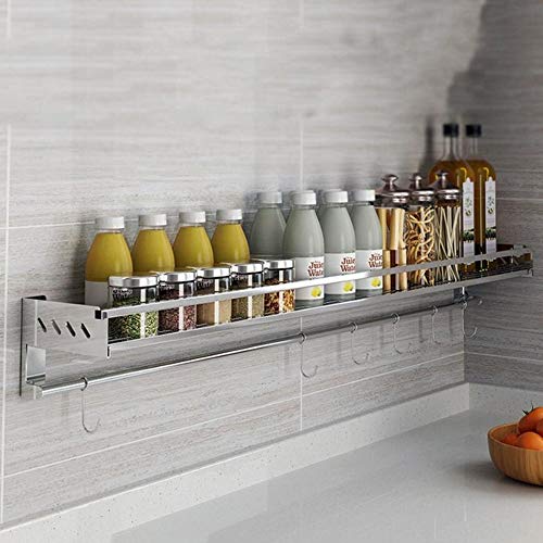 Étagère de cuisine Étagère à épices murale en acier inoxydable 304 Étagère de rangement multifonction à domicile Économiser de l'espace et de la charge (Couleur : B, taille : 50cm)