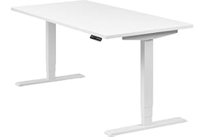 ‎BOHO OFFICE boho office® höhenverstellbarer Schreibtisch 160 x 80 cm - Elektrisch stufenlos, 2 Motoren, 3-Fach Teleskop, Memoryfunktion, Kollisionsschutz - Homedesk Weiß inkl. Tischplatte in Weiß