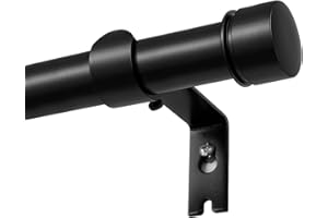 HOTOZON Bastoni per Tende 80 a 218 cm, Bastone Tenda Nero con Terminali a Cappuccio e Supporti, Bastone per tende allungabile diametro 25 mm, Asta per Tende per Camera da Letto, Soggiorno, Interni