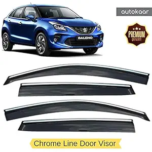AUTOKAAR Silver Line Car Door Visor/Wind Deflector/Rain Guard for BALENO (Set of 4)