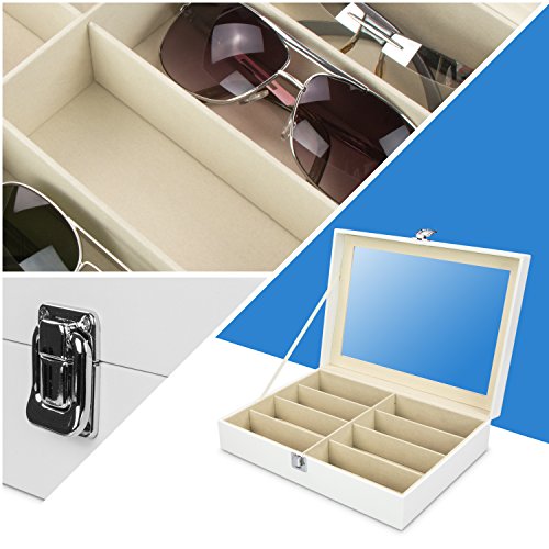 Brillenbox zur Aufbewahrung von 8 Brillen – Weiß 34 x 25 x 8 cm – Sonnenbrillen Präsentation Brillendisplay – VENKON - 5