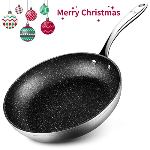 SKY LIGHT Poêle à Frire avec Coffret Cadeau Poêle Antiadhésive Fonte Aluminium Ø 28 CM Appropriée pour Tous Four à Induction et Lave-Vaisselle
