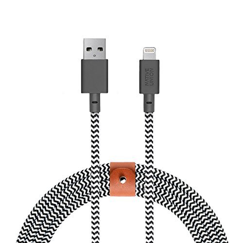 Native Union BELT Kabel XL - 3 Meter Ultra-Starkes Verstärktes [Apple MFi-Zertifiziert] Lightning auf USB-Ladekabel mit Band (Zebra)