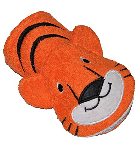 2 in 1: Waschhandschuh + Handpuppe Tiger für Kinder - Handspielpuppe Handpuppen Tier Baby Zootiere Afrika Waschlappen zum Spielen und Waschen