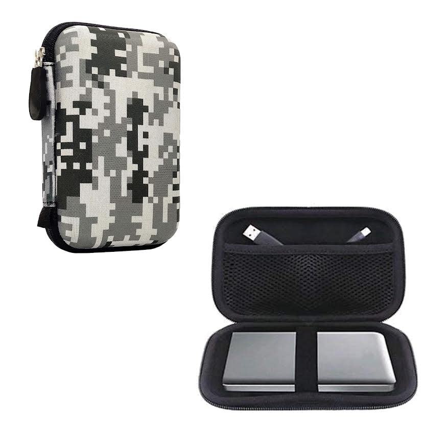 GadgetBite External Printed Hard Drive Disk Enclosure Portable Carrying Case Cover Pouch Casing for 2.5-Inch Hard Drive (Whit