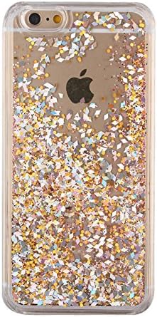 Areal per iPhone 7 Cover Case,Luxury Bling Glitter Clear Liquid Quicksand Hourglass Water Phone Protective Shell per iPhone 7 Case,Gold