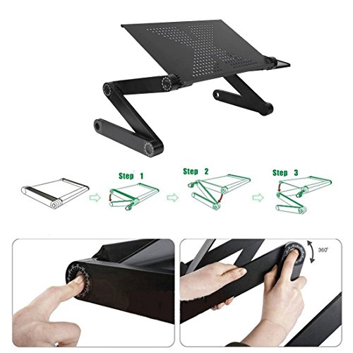 MOERUN Laptop St  nder holderTisch Bett Fr  hst  ck Tablett - Laptoptablett Lese Tisch faltbar mit Luftrillen Ausklappbare Ebenen - Aluminium Notebook