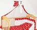 New | Baby Canopy Drape / Mosquito Net + Clamp Holder For Nursery Cot Bed - HEARTS RED